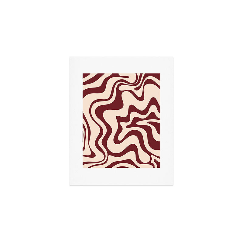 Retro Liquid Swirl Abstract Pattern in Cinnamon Cocoa and Cream  Art Print Gallery Image 1