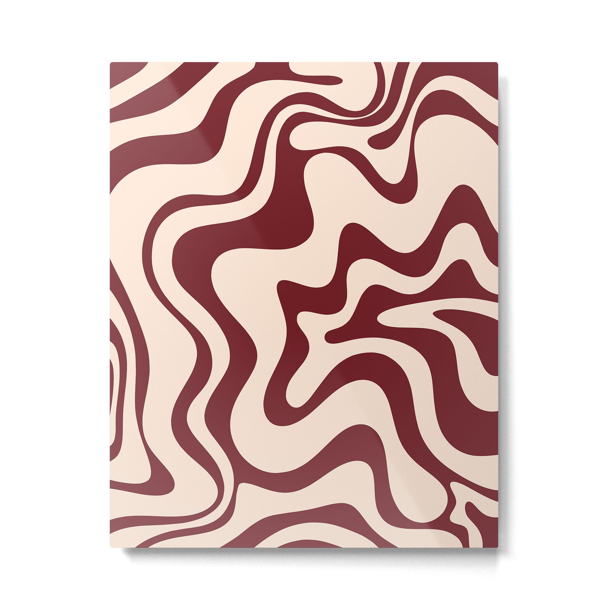 Retro Liquid Swirl Abstract Pattern in Cinnamon Cocoa and Cream  Metal Print Gallery Image 4