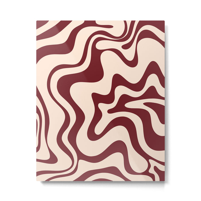 Retro Liquid Swirl Abstract Pattern in Cinnamon Cocoa and Cream  Metal Print Gallery Image 1