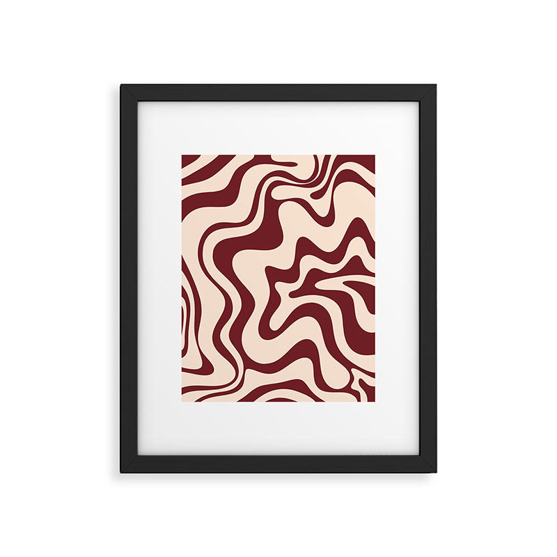 Retro Liquid Swirl Abstract Pattern in Cinnamon Cocoa and Cream  Framed Art Print Gallery Image 5