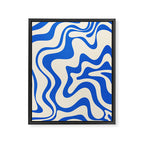 Retro Liquid Swirl Abstract Pattern in Cobalt Blue Cream Framed Canvas Print Gallery Image 6