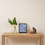 Retro Liquid Swirl Abstract Pattern in Cobalt Blue Cream Framed Canvas Print Gallery Image 4