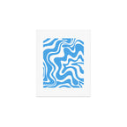Retro Liquid Swirl Abstract Pattern in Contemporary Blue and White Art Print Gallery Image 1