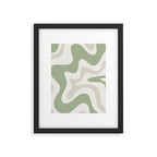 Retro Liquid Swirl Abstract Pattern in Cream, Sage, Beige Framed Art Print Gallery Image 6