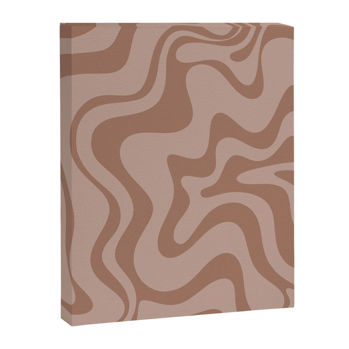 Retro Liquid Swirl Abstract Pattern in Double Mocha Canvas Print Gallery Image 1