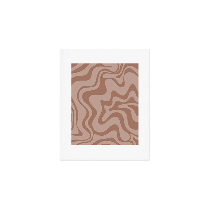Retro Liquid Swirl Abstract Pattern in Double Mocha Art Print Gallery Image 1