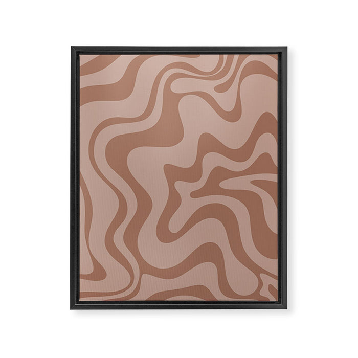 Retro Liquid Swirl Abstract Pattern in Double Mocha Framed Canvas Print Gallery Image 1