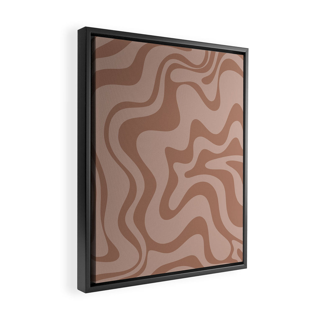 Retro Liquid Swirl Abstract Pattern in Double Mocha Framed Canvas Print Gallery Image 2