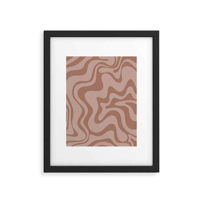 Retro Liquid Swirl Abstract Pattern in Double Mocha Framed Art Print Gallery Image 5