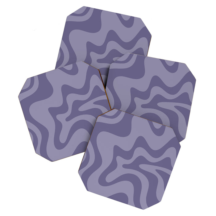 Retro Liquid Swirl Abstract Pattern in Double Purple Coaster Gallery Image 1