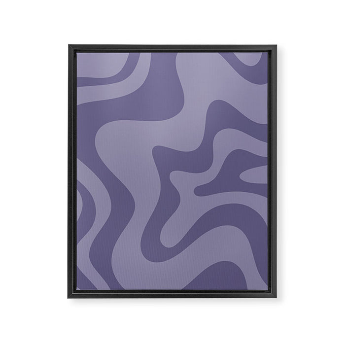Retro Liquid Swirl Abstract Pattern in Double Purple Framed Canvas Print Gallery Image 1