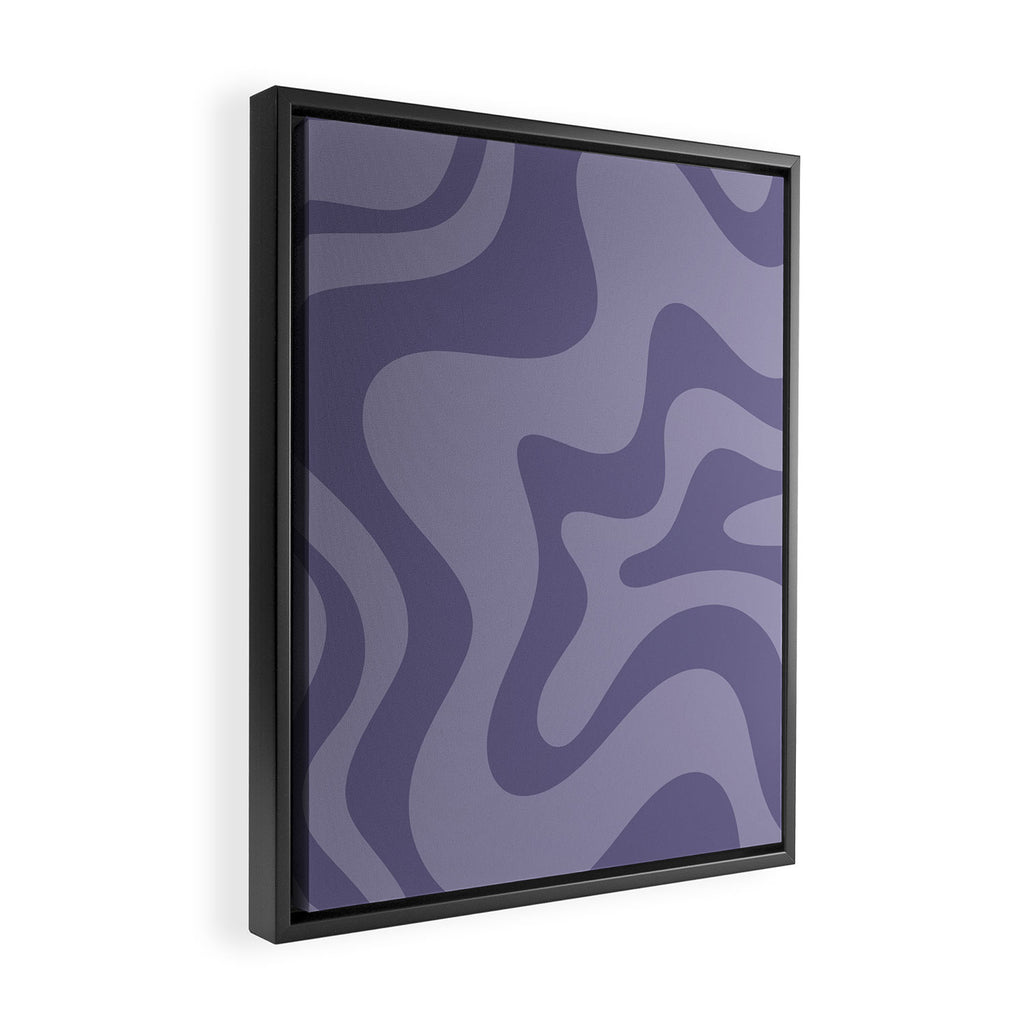 Retro Liquid Swirl Abstract Pattern in Double Purple Framed Canvas Print Gallery Image 2