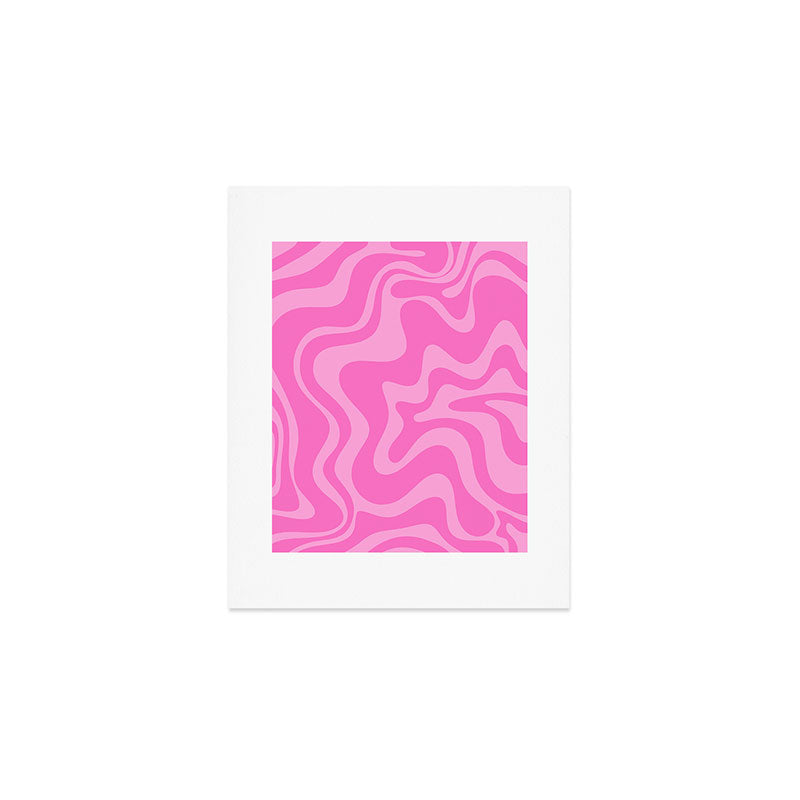 Retro Liquid Swirl Abstract Pattern in Double Y2K Pink Art Print Gallery Image 1