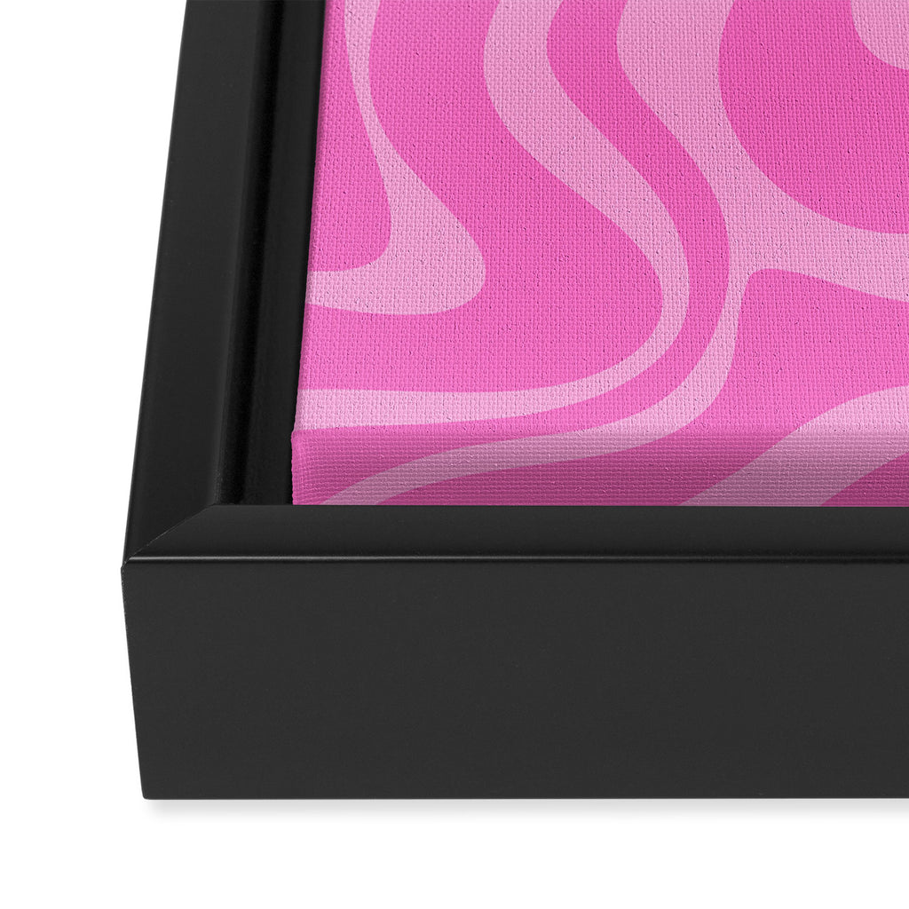Retro Liquid Swirl Abstract Pattern in Double Y2K Pink Framed Canvas Print Gallery Image 3
