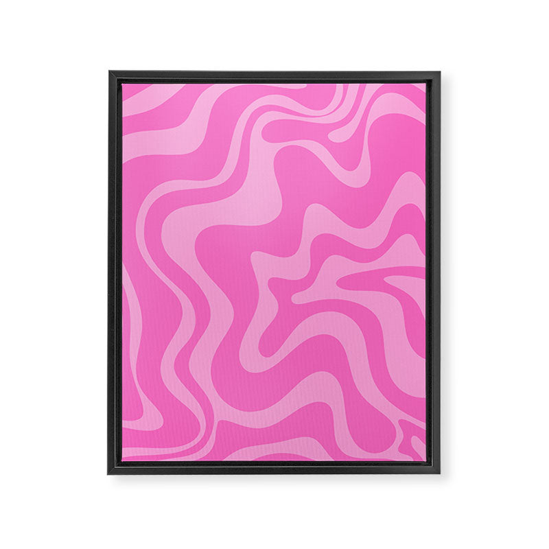 Retro Liquid Swirl Abstract Pattern in Double Y2K Pink Framed Canvas Print Gallery Image 6