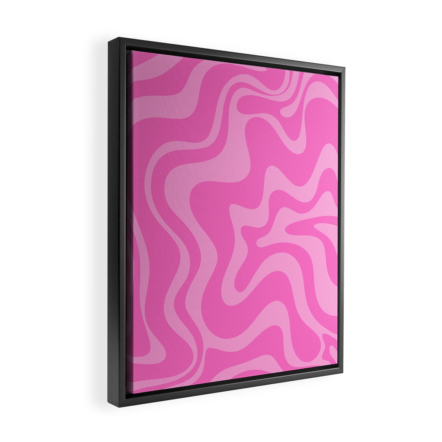 Retro Liquid Swirl Abstract Pattern in Double Y2K Pink Framed Canvas Print Gallery Image 2