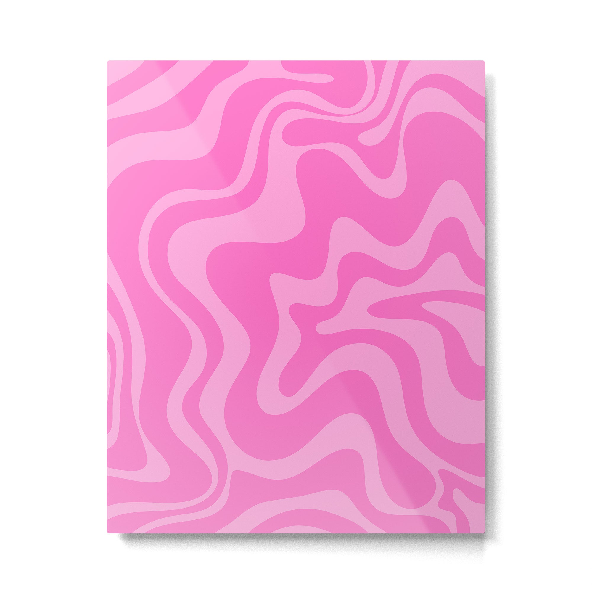 Retro Liquid Swirl Abstract Pattern in Double Y2K Pink Metal Print Gallery Image 4