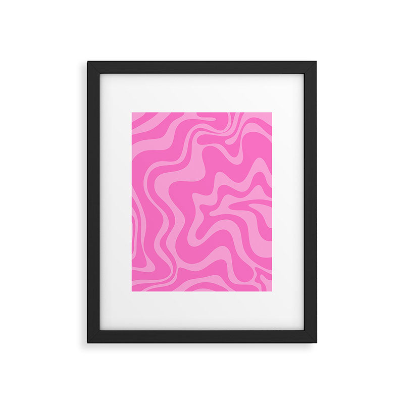 Retro Liquid Swirl Abstract Pattern in Double Y2K Pink Framed Art Print Gallery Image 5