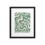 Retro Liquid Swirl Abstract Pattern in Eucalyptus Sage Green and Cream Beige Framed Art Print Gallery Image 5