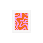 Retro Liquid Swirl Abstract Pattern in Hot Pink and Red-Orange Art Print Gallery Image 1