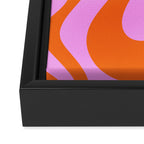 Retro Liquid Swirl Abstract Pattern in Hot Pink and Red-Orange Framed Canvas Print Gallery Image 3