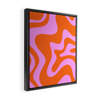 Retro Liquid Swirl Abstract Pattern in Hot Pink and Red-Orange Framed Canvas Print Gallery Image 2