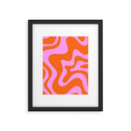 Retro Liquid Swirl Abstract Pattern in Hot Pink and Red-Orange Framed Art Print Gallery Image 6