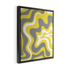 Retro Liquid Swirl Abstract Pattern in Light Grey, White, and Lemon Yellow Framed Canvas Print Gallery Image 2
