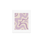 Retro Liquid Swirl Abstract Pattern in Light Lavender Lilac Purple and Cream Art Print Gallery Image 1