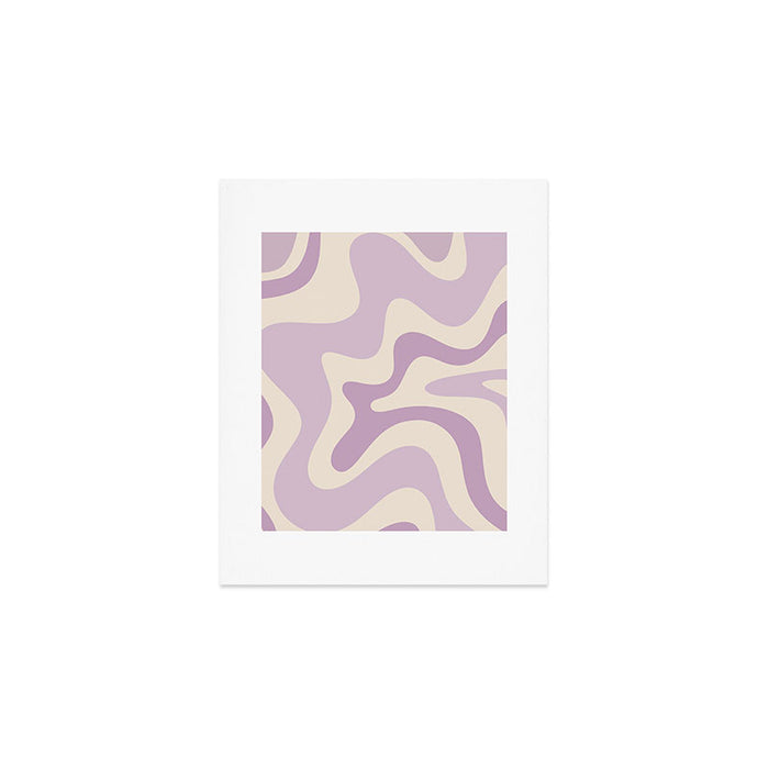 Retro Liquid Swirl Abstract Pattern in Light Lavender Lilac Purple and Cream Art Print Gallery Image 1