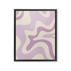 Retro Liquid Swirl Abstract Pattern in Light Lavender Lilac Purple and Cream Framed Canvas Print Gallery Image 8