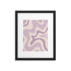 Retro Liquid Swirl Abstract Pattern in Light Lavender Lilac Purple and Cream Framed Art Print Gallery Image 6