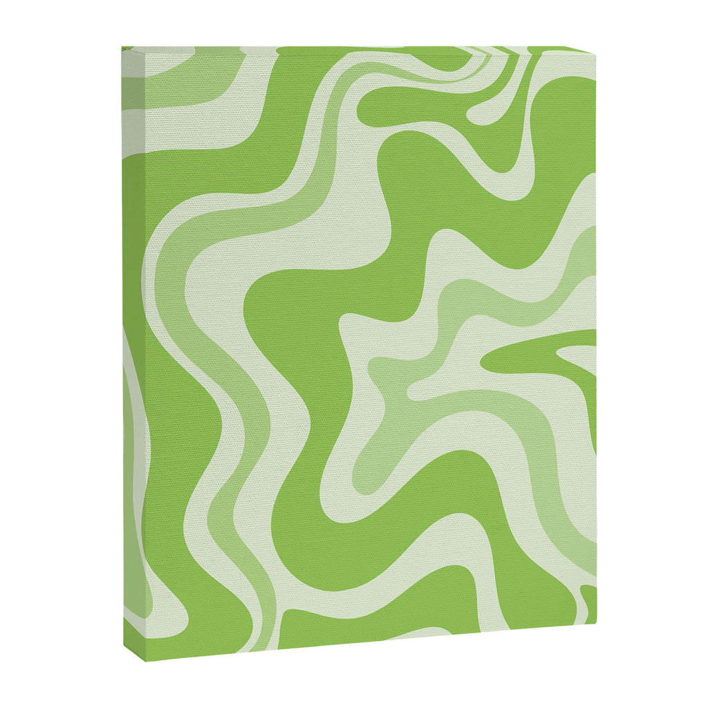 Retro Liquid Swirl Abstract Pattern in Light Lime Green Canvas Print Gallery Image 6