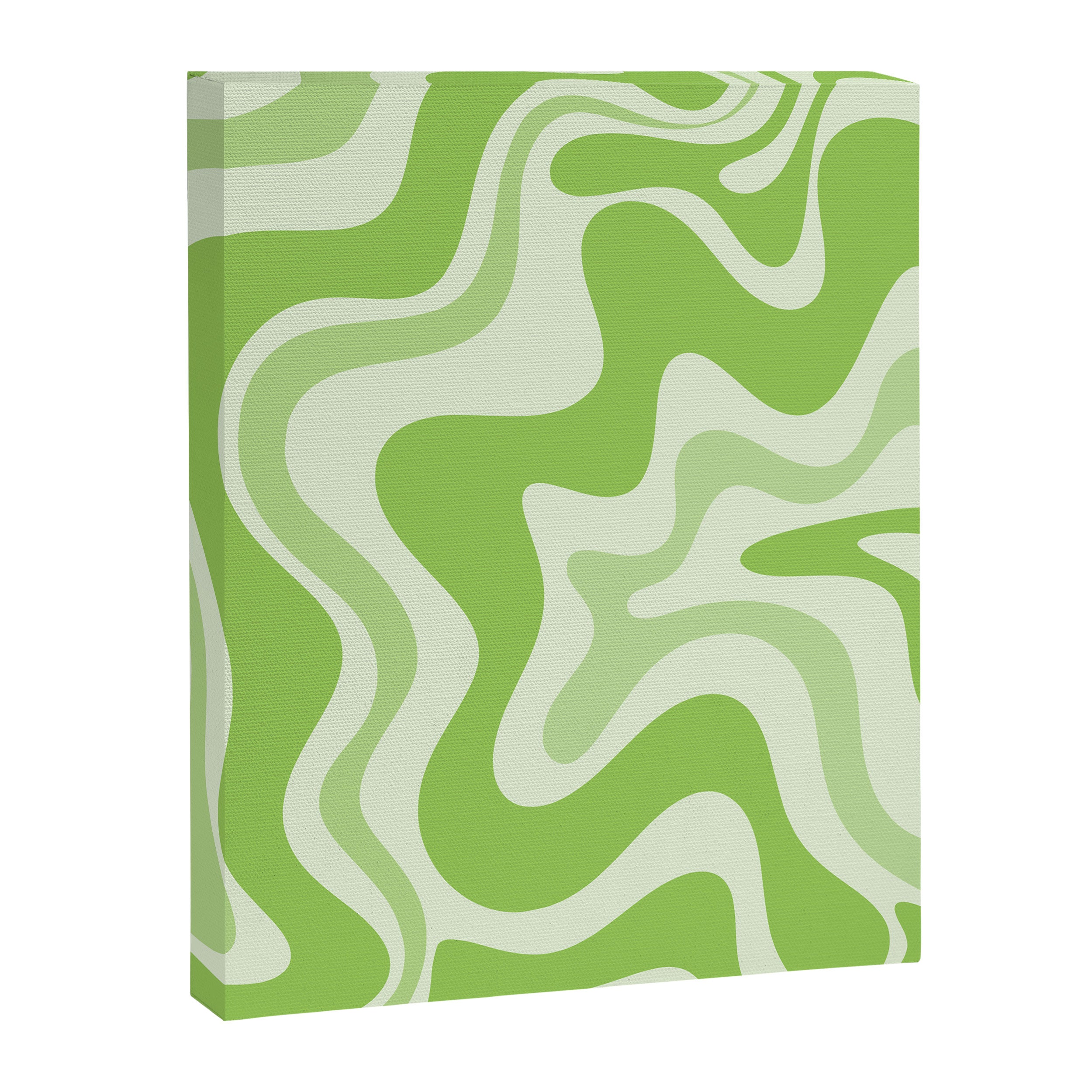 Retro Liquid Swirl Abstract Pattern in Light Lime Green Canvas Print Gallery Image 6