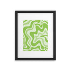 Retro Liquid Swirl Abstract Pattern in Light Lime Green Framed Art Print Gallery Image 5