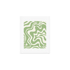 Retro Liquid Swirl Abstract Pattern in Light Sage Green and Cream Art Print Gallery Image 1
