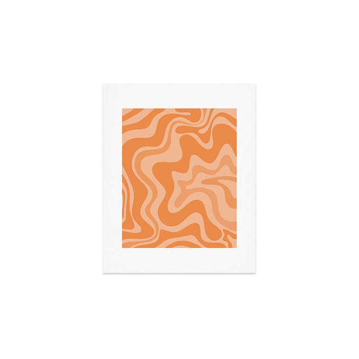 Retro Liquid Swirl Abstract Pattern in Muted Apricot Orange Art Print Gallery Image 1