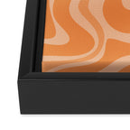 Retro Liquid Swirl Abstract Pattern in Muted Apricot Orange Framed Canvas Print Gallery Image 3