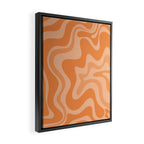 Retro Liquid Swirl Abstract Pattern in Muted Apricot Orange Framed Canvas Print Gallery Image 2