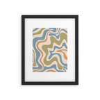 Retro Liquid Swirl Abstract Pattern in Muted Green Blue Apricot Cream Framed Art Print Gallery Image 5