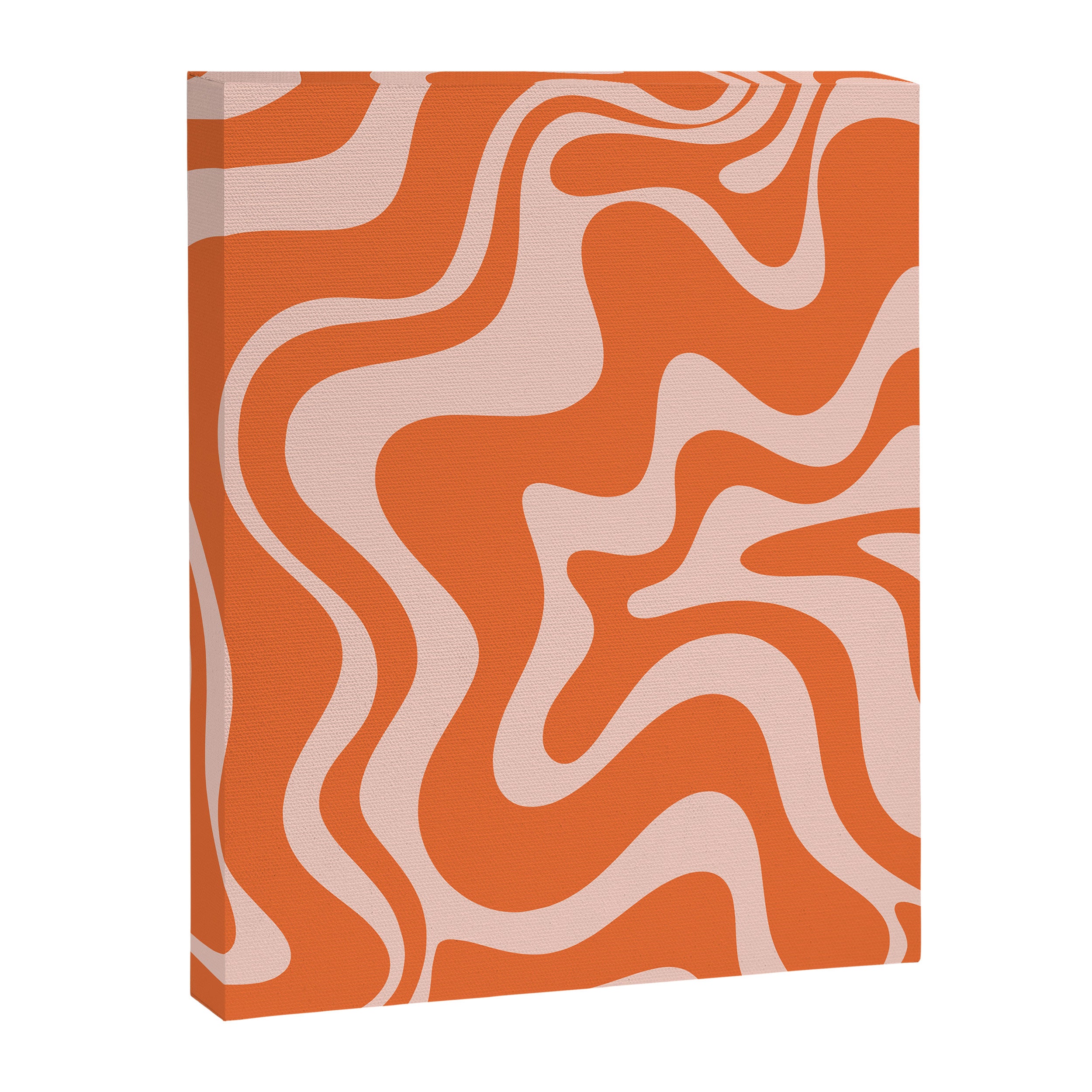 Retro Liquid Swirl Abstract Pattern in Orange and Pale Blush Pink Canvas Print Gallery Image 6