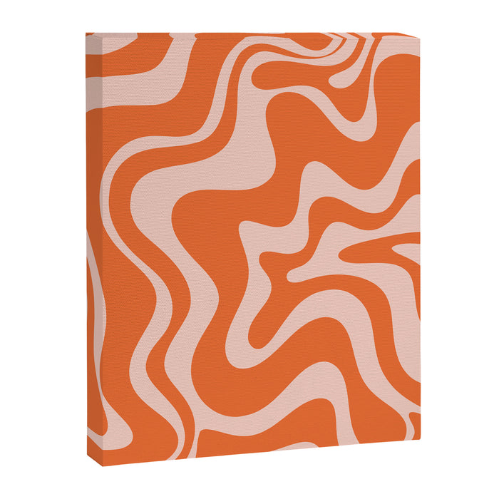 Retro Liquid Swirl Abstract Pattern in Orange and Pale Blush Pink Canvas Print Gallery Image 1
