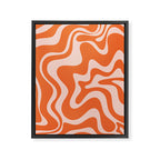 Retro Liquid Swirl Abstract Pattern in Orange and Pale Blush Pink Framed Canvas Print Gallery Image 6