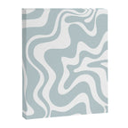 Retro Liquid Swirl Abstract Pattern in Pale Blue-Gray and White Canvas Print Gallery Image 6