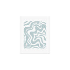 Retro Liquid Swirl Abstract Pattern in Pale Blue-Gray and White Art Print Gallery Image 1