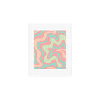 Retro Liquid Swirl Abstract Pattern in Pastel Sherbet Blush Pink and Mint Art Print Gallery Image 1