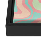 Retro Liquid Swirl Abstract Pattern in Pastel Sherbet Blush Pink and Mint Framed Canvas Print Gallery Image 3