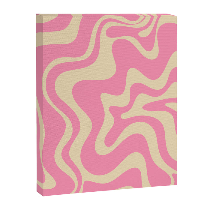 Retro Liquid Swirl Abstract Pattern in Pink Cream Canvas Print Gallery Image 1