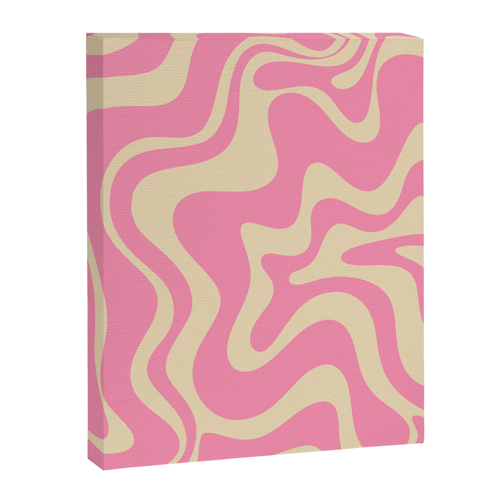 Retro Liquid Swirl Abstract Pattern in Pink Cream Canvas Print Gallery Image 6