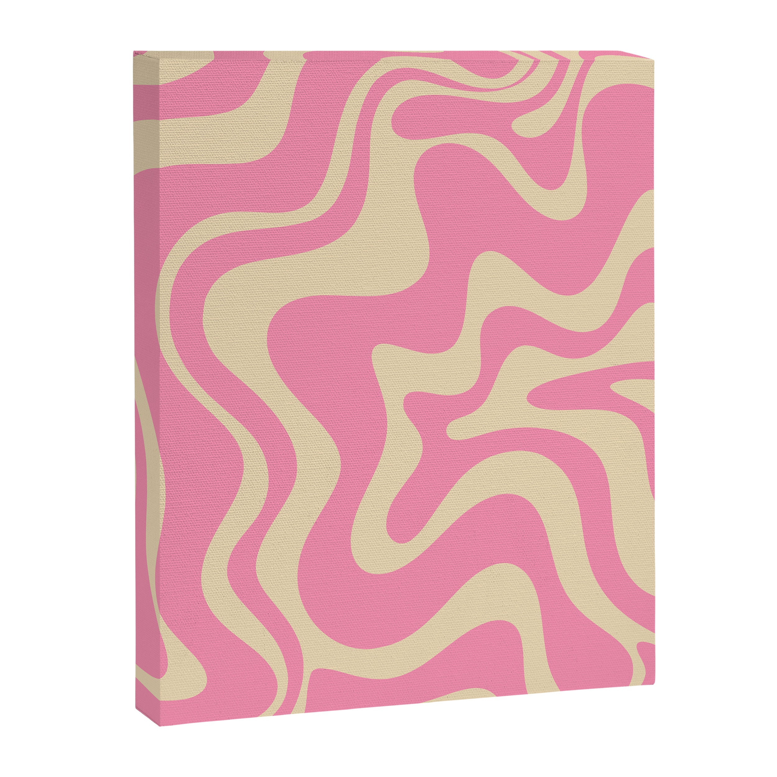 Retro Liquid Swirl Abstract Pattern in Pink Cream Canvas Print Gallery Image 6